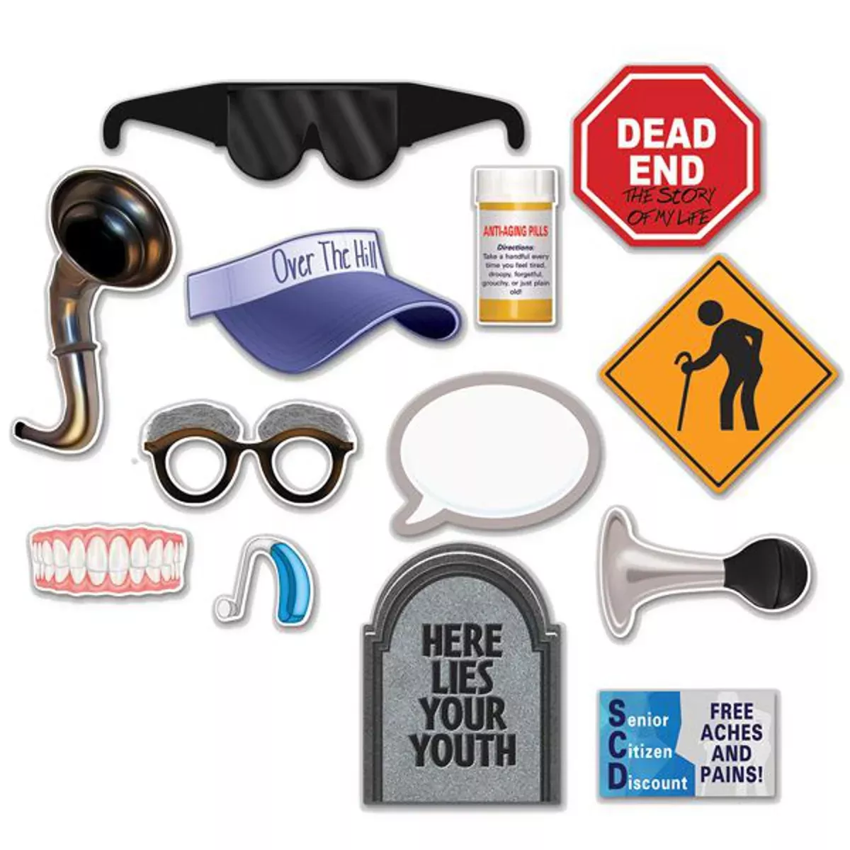 "13-Piece Over The Hill Photo Fun Signs Set"