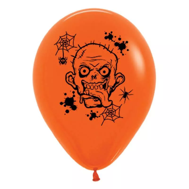 Zombie Horror Orange Latex Balloons 30cm 6pk